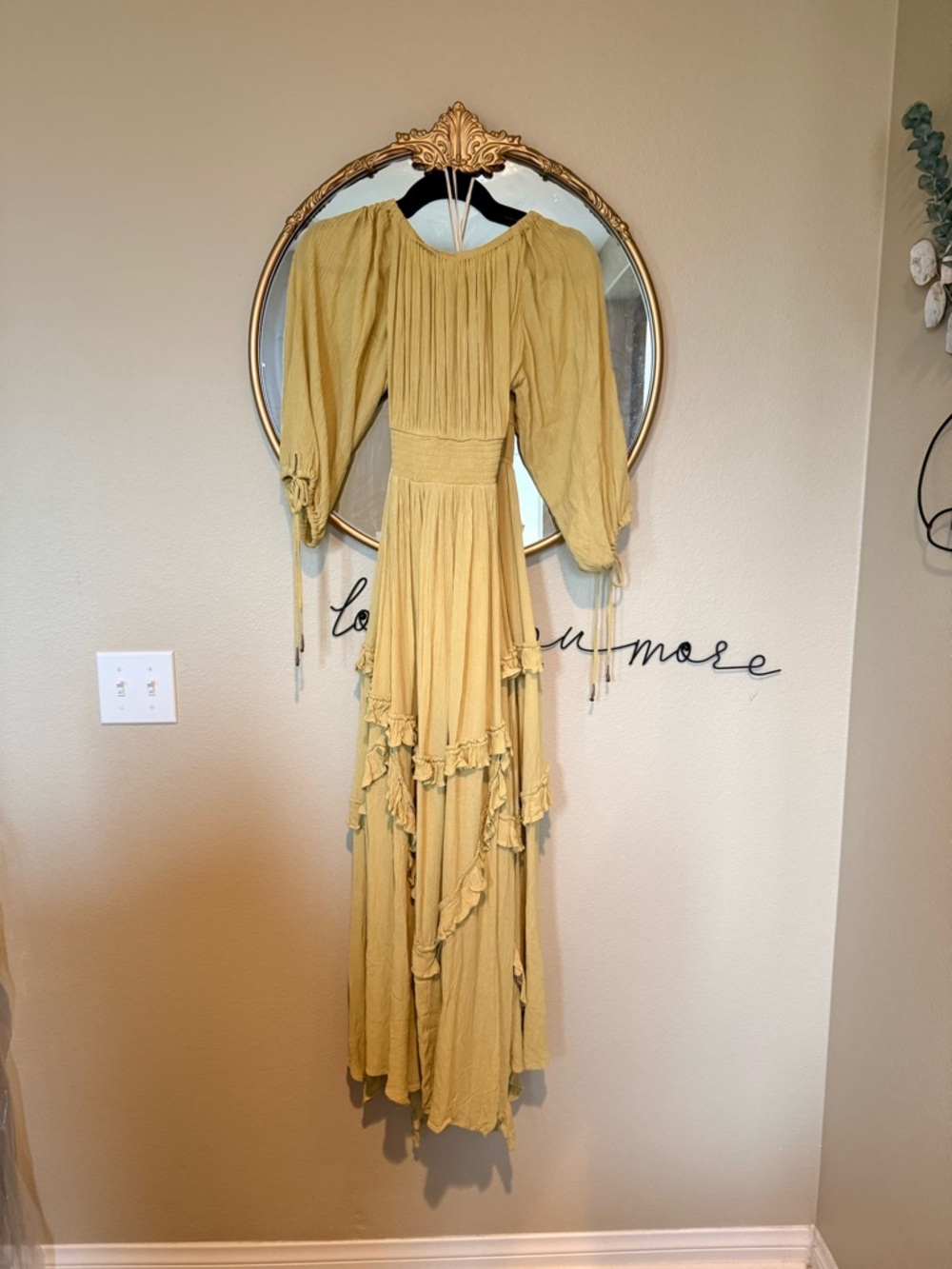 NWOT Free People Tiered Ruffle Maxi Dress in Celery Green - Picture 3 of 5